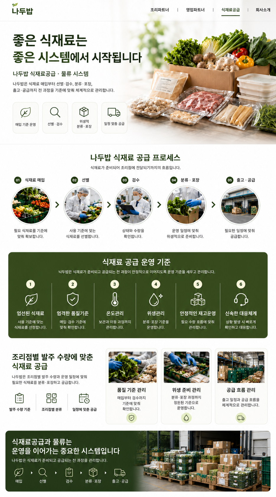 나두밥 식재료 공급·물류 시스템 안내