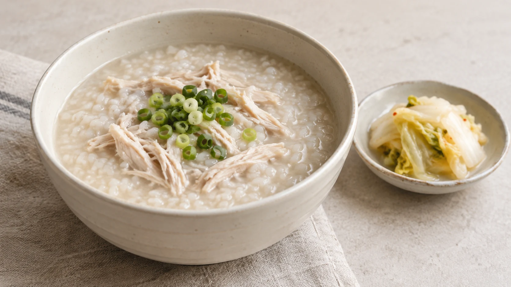 죽과 김치의 구성 예시